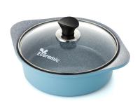 Кастрюля 2,2 л. Ecoramic 22 см (голубая) с каменным антипригарным покрытием с крышкой от компании "Кореал - Настоящая Корея"