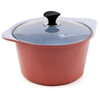 Кастрюля 7 л. Ecoramic 28 см (розовая) с каменным антипригарным покрытием с крышкой от компании "Кореал - Настоящая Корея"