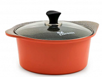 Кастрюля 4,6 л. Ecoramic Titan 24 см (розовая) с каменным антипригарным покрытием с крышкой от компании "Кореал - Настоящая Корея"