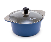 Кастрюля 3,5 л. Ecoramic Titan 24 см (синяя) с каменным антипригарным покрытием с крышкой от компании "Кореал - Настоящая Корея"