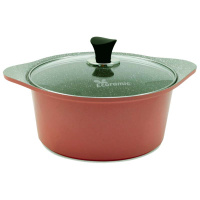 Кастрюля 4,6 л. Ecoramic Titan 24 см (розовая) с каменным антипригарным покрытием с крышкой от компании "Кореал - Настоящая Корея"