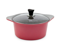 Кастрюля 4,6 л. Ecoramic Titan 24 см (розовая) с каменным антипригарным покрытием с крышкой от компании "Кореал - Настоящая Корея"