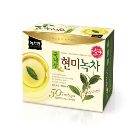 Nokchawon Зеленый чай с коричневым рисом (50 пакетиков), 60 гр от компании "Кореал - Настоящая Корея"